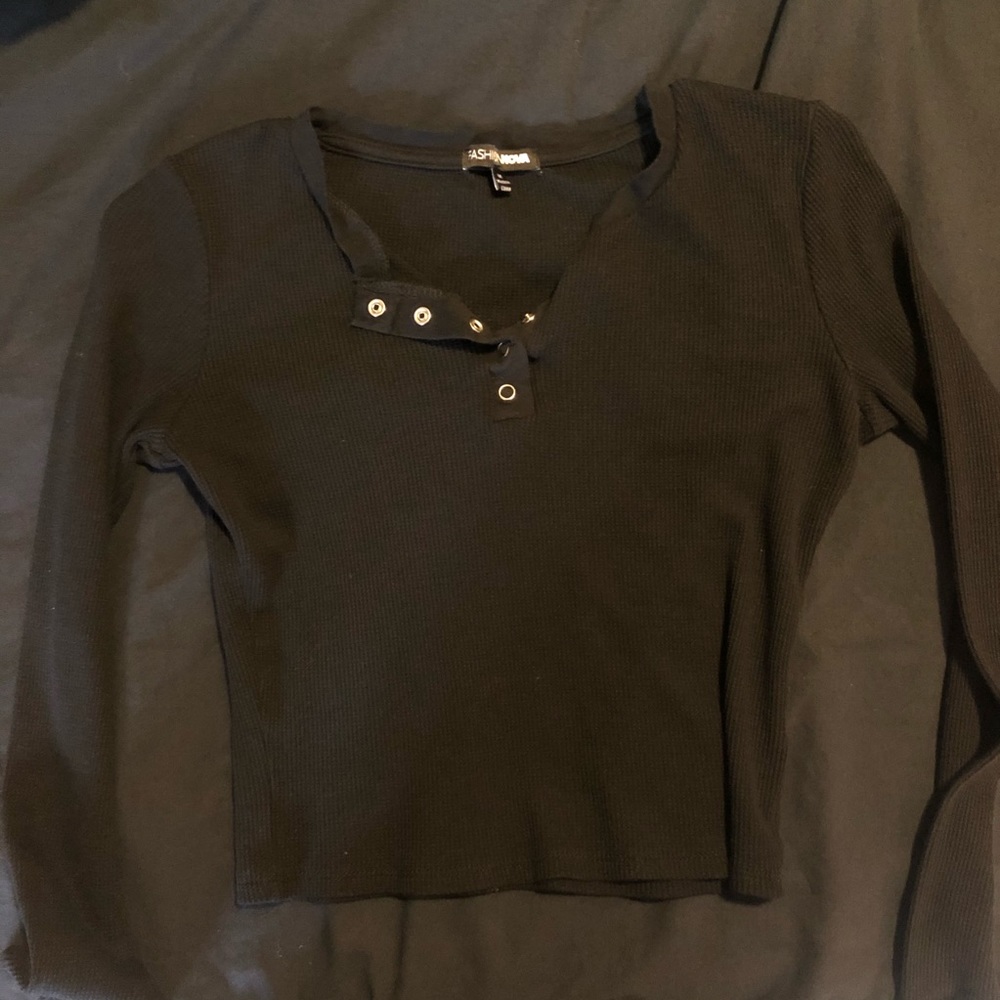 Fashion Nova Black Henley